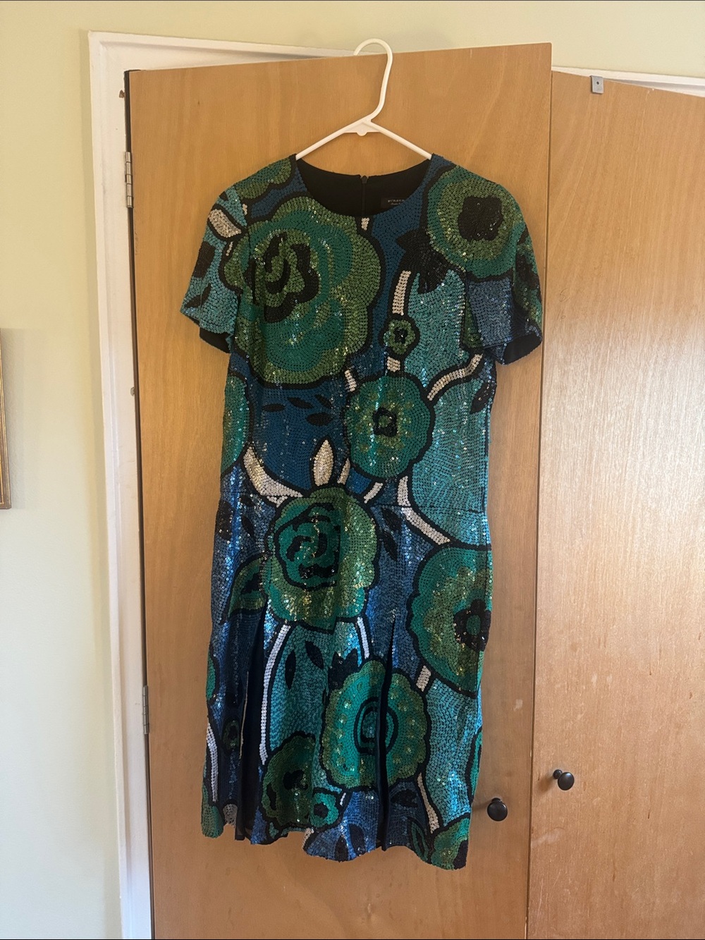 Burberry Green Sequin Floral Midi Dress - Picture 1 of 3